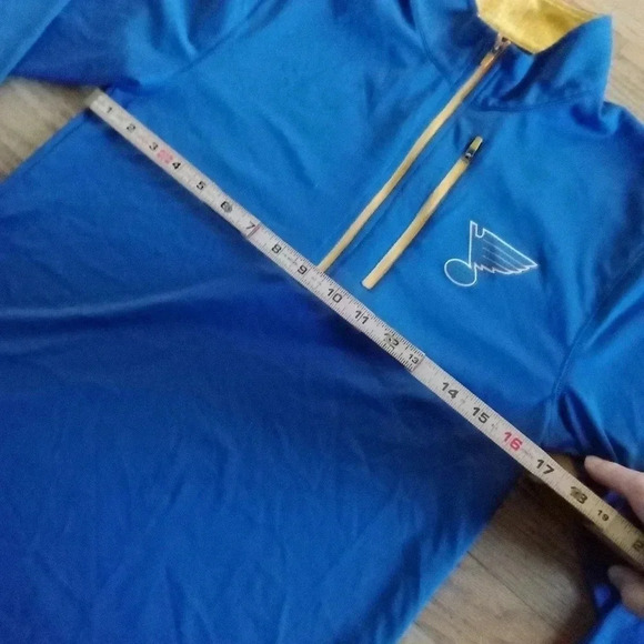 St Louis Blues 1/4 Zip Pullover Shirt Majestic Coolbase Women's Small - Picture 3 of 6